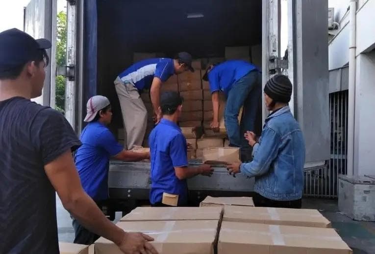 Assortment of fresh seafood on ice